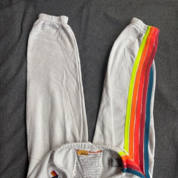Classic Aviator Nation 5 STRIPE SWEATPANTS - White - Picture 3 of 3
